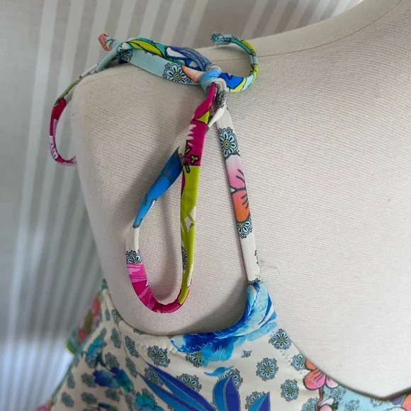 Johnny Was DREAMER Tankini Swim Top Size Small Colorful Floral Adjustable - Picture 5 of 8